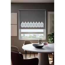 Auralight Lazer Kesim Mat Stor Perde, Lazer Kesimli Modern Serisi, M-181004 Antrasit Renk