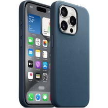 ZORE Apple iPhone 15 Pro Uyumlu Magsafe Şarj Özellikli Mikro Fiber Optimal Kapak-Mavi