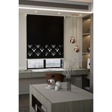 Auralight Lazer Kesim Mat Stor Perde, Lazer Kesimli Modern Serisi, M-5008 Siyah Renk