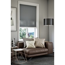 Auralight Lazer Kesim Mat Stor Perde, Lazer Kesimli Klasik Serisi, C-4004 Antrasit Renk