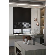 Auralight Lazer Kesim Mat Stor Perde, Lazer Kesimli Modern Serisi, M-1008 Siyah Renk