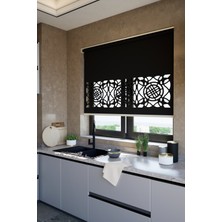 Auralight Lazer Kesim Mat Stor Perde, Lazer Kesimli Klasik Serisi, C-6008 Siyah Renk