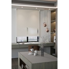 Auralight Lazer Kesim Mat Stor Perde, Lazer Kesimli Modern Serisi, M-1002 Ekru Renk
