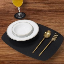 6'lı Siyah 40X30 cm Ahşap Mdf Amerikan Servis Runner Supla Tabak