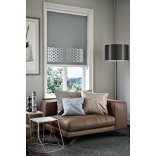 Auralight Lazer Kesim Mat Stor Perde, Lazer Kesimli Modern Serisi, M-191004 Antrasit Renk