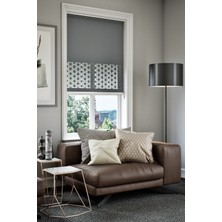 Auralight Lazer Kesim Mat Stor Perde, Lazer Kesimli Klasik Serisi, C-181004 Antrasit Renk