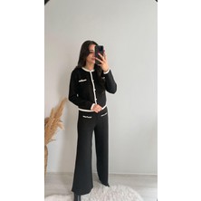 Bloom Gold Düğmeli Triko Çelik Örme Takım Siyah