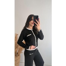Bloom Gold Düğmeli Triko Çelik Örme Takım Siyah