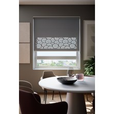 Auralight Lazer Kesim Mat Stor Perde, Lazer Kesimli Modern Serisi, M-201004 Antrasit Renk