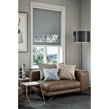 Auralight Lazer Kesim Mat Stor Perde, Lazer Kesimli Modern Serisi, M-141004 Antrasit Renk