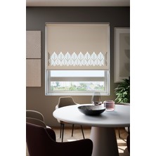 Auralight Lazer Kesim Mat Stor Perde, Lazer Kesimli Modern Serisi, M-181002 Ekru Renk