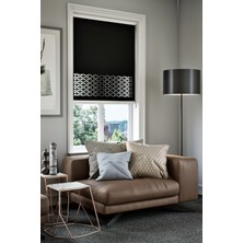 Auralight Lazer Kesim Mat Stor Perde, Lazer Kesimli Modern Serisi, M-191008 Siyah Renk