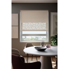 Auralight Lazer Kesim Mat Stor Perde, Lazer Kesimli Modern Serisi, M-201002 Ekru Renk