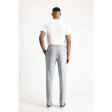 Super Slim Fit Ekstra Dar Kesim Beli Lastikli İpli Gofre Likralı Klasik Kumaş Pantolon