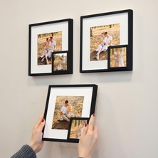 Nidage Yapışkanlı Yavrulu Sök-Tak Paspartulu Siyah 21 x 21 cm  Kare Fotoğraf Çerçevesi - 3'lü Paket