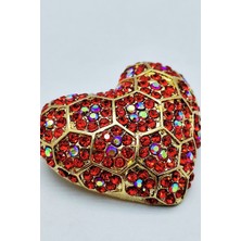 Bb Kırmızı Kristal Kalp Broş