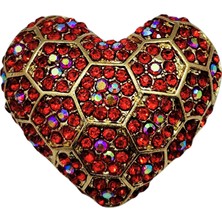Bb Kırmızı Kristal Kalp Broş