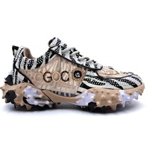 Guja G25Y338 Özel Tasarım Zebra Detay Taşlı Bej Renk Şık Spor Sneaker Ayakkabı