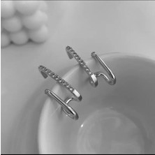 Bete Jelewery Vip Çift Görünümlü Küpe Silver Renk