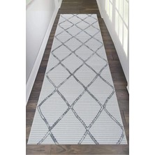 Decofloor Halı 8363A Krem-Gri Bohem Modern Iskandinav Dokuma Halı Kesme Yolluk-Koridor-Antre-Yatak Odası-Mutfak-Hol