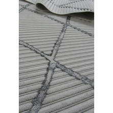 Decofloor Halı 8363A Krem-Gri Bohem Modern Iskandinav Dokuma Halı Kesme Yolluk-Koridor-Antre-Yatak Odası-Mutfak-Hol