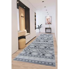 Decofloor Halı 8397A Krem-Gri Bohem Modern Iskandinav Dokuma Halı Kesme Yolluk-Koridor-Antre-Yatak Odası-Mutfak-Hol