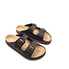 Hammer Jack Buga H2520 Hakiki Nubuk Deri Çift Tokalı Kahverengi Erkek Terlik