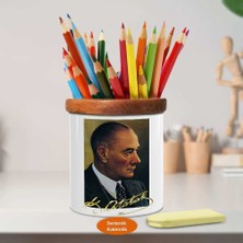 Asilmeydan Yakışıklı Lider Mustafa Kemal Atatürk Ahşap Seramik Kalemlik - 0