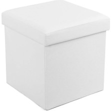 Songmics Depolama Alanlı Tabure, 300 Kg'a Kadar Dayanıklı, Beyaz, 38 x 38 x 38 Cm, LSF103