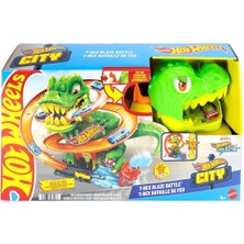 JBM73 Hot Wheels T-Rex ve Itfaiye Istasyonu Oyun Seti