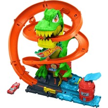 JBM73 Hot Wheels T-Rex ve Itfaiye Istasyonu Oyun Seti