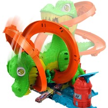 JBM73 Hot Wheels T-Rex ve Itfaiye Istasyonu Oyun Seti