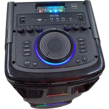 BTS-1708 200W Karaoke Ses Sistemi 2X10 Inç Rgb Efektli Party Box Mikrofonlu Bluetooth Hoparlör