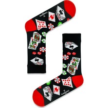 Poker Desenli Renkli Soket Çorap