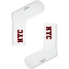 7\\\\\\\'li Nyc Yazılı Atletik Renkli Atletik Spor Çorap Set 1040