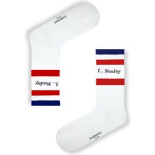 7\\\\\\\'li Nyc Yazılı Atletik Renkli Atletik Spor Çorap Set 1040