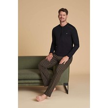 Erkek Pijama Takımı Önü Patlı | Siyah1545