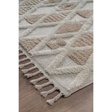 Simerev Halı Bukle Dokuma Yumuşak Halı Salon Oturma Odası Mutfak Yatak Odası Yolluk Kilim Krem Bej