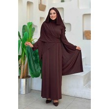 Bym Fashion Şallı Drape Detaylı Sandy Elbise 3922 Kahverengi