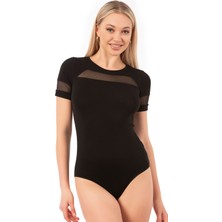 Özkan Underwear Özkan 26834 Kadın Ring Viskon Kısa Kollu Tül Detaylı Esnek Rahat Kancalı Çıtçıtlı Body Zıbın