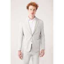 AVVA Erkek Gri Bi-Stretch Astarsız Çift Yırtmaçlı Comfort Slim Fit Ceket A31Y4004