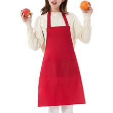 Zhuxi Shop B S3 Bordo Polyester Tarzı Su Geçirmez Kadın Pamuk Keten Çapraz Sırt Önlük Japon Ev Işleri Mutfak Pişirme Çift Cep Önlük Çiçekçi Çalışma Önlük (Yurt Dışından)