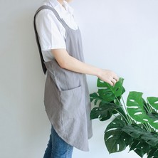 Zhuxi Shop B S3 Bordo Polyester Tarzı Su Geçirmez Kadın Pamuk Keten Çapraz Sırt Önlük Japon Ev Işleri Mutfak Pişirme Çift Cep Önlük Çiçekçi Çalışma Önlük (Yurt Dışından)