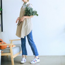Zhuxi Shop B S5 Yeşil Kumaş Stili Su Geçirmez Kadın Pamuk Keten Çapraz Sırt Önlük Japon Ev Işleri Mutfak Pişirme Çift Cep Önlük Çiçekçi Çalışma Önlük (Yurt Dışından)