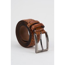 Alexander Gardi Alexandergardi Erkek Doku Detaylı Desenli  Deri Kemer (E24-KEMER-21)