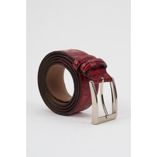 Alexander Gardi Alexandergardi Erkek Doku Detaylı Desenli  Deri Kemer (E24-KEMER-21)