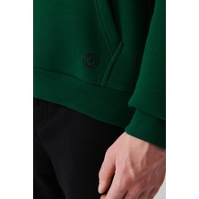 AVVA Erkek Yeşil Unisex Sweatshirt Kapüşonlu Yaka Içi Polarlı 3 Iplik Pamuklu Regular Fit E001018