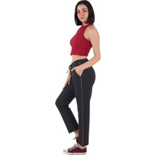 Asn Concept Antrasit Renk Pamuklu Kumaş Arabiyeli Kadın Eşofman Altı (Büyük Beden Seçeneğiyle)