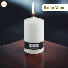 Baton Mum Beyaz Silindir Dekoratif Mumu Kandil  Fitilli Mumlar Şamdan Kokusuz 6  x  10  cm