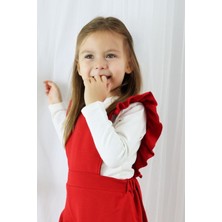 Parla Kids Kız Çocuk Berlin Kırmızı Pamuklu Fırfırlı Bağlama Detaylı Tulum TLM-0055.3